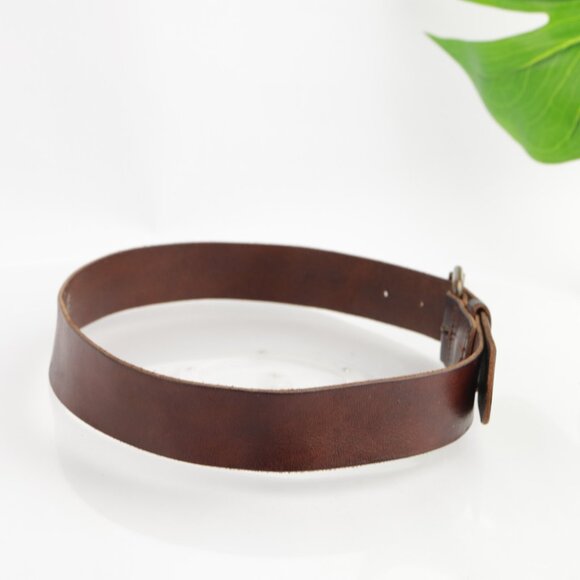H&M Womens Belt Size Small 30 Brown Leather 1 1/2" Wide Sweden Sturdy Work - Picture 2 of 12